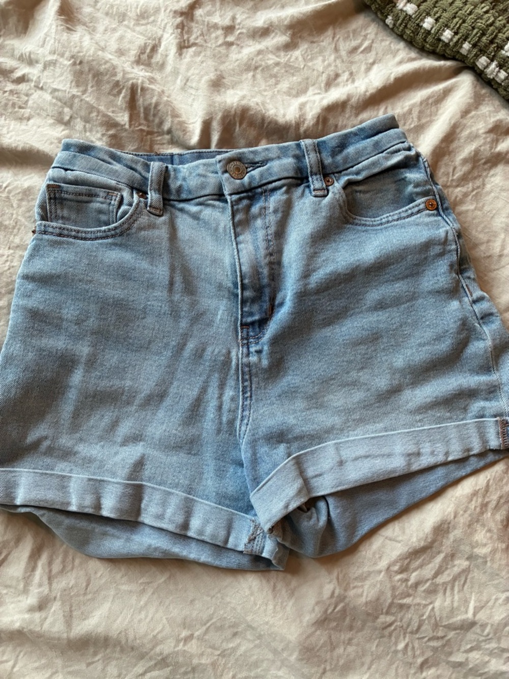 American Eagle Outfitters Light Blue High-Rise Denim Shorts